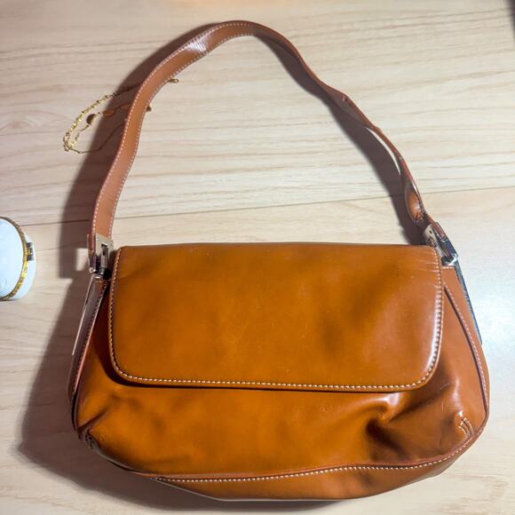 Y2K THE LIMITED Patent Leather Shoulder Bag | Caramel Brown Baguette Purse - Picture 2 of 11